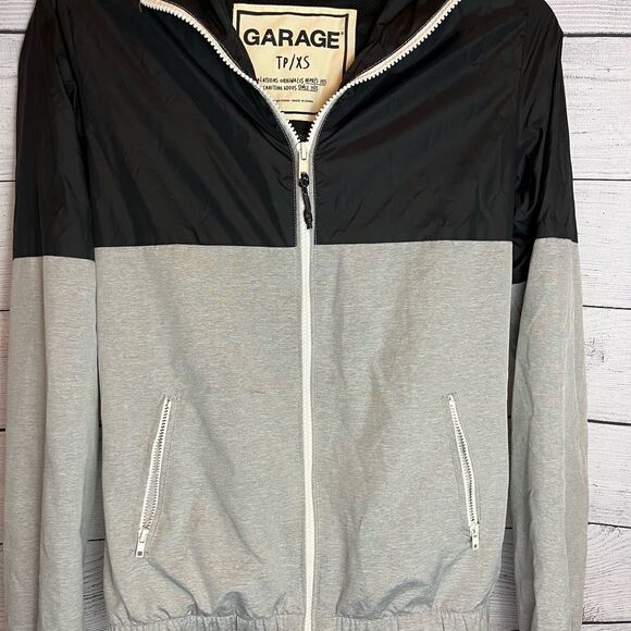 Garage Jackets & Blazers - GARAGE Women’s XS Lightweight Casual Gray and Black Jacket with Hood Mes…